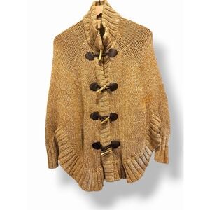 Michael Kors Chunky Knit Toggle Cardigan Cape XS Oversized Zip Quiet Luxury